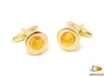 złote Spinki do mankietów z Bursztynem  bursztyn spinki oz.1