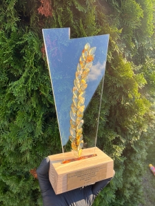 Statuetka z Bursztynu 30cm nagroda kłos LAUR statuetka upominki bursztyn producent (1)